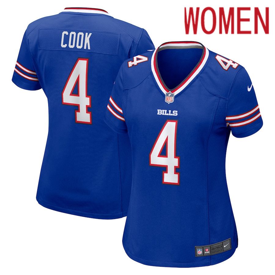 Women Buffalo Bills #4 James Cook Nike Royal Game Player NFL Jersey